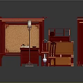 Traditional Red Entryway Cabinet And Side Cabinet Design With Storage Shelves And Drawers