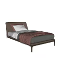 Modern Single Bed With Upholstered Headboard White Sheets And Brown Blanket 3d model