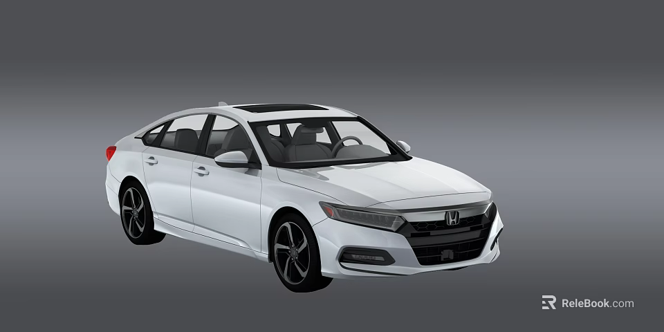 White Honda Sedan Featuring Black Roof Black Wheels And Modern Exterior Design 3d model 