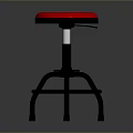 Modern Bar Stool With Red Padded Seat And Black Metal Frame