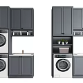 Modern Black Bathroom Cabinetry With Washer Dryer Sink Storage Cabinets And Shelves