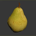 Fresh Yellow Pear with Brown Spots and Stem on Black Background with Reflection 3d model