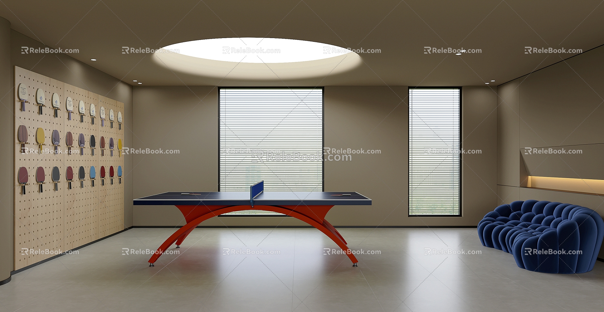 Table Tennis Room Table Tennis Table Sports Room Household Activity Room Entertainment Room Leisure Room 3d model