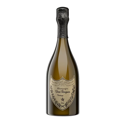 Vintage Dom Perignon Champagne Wine Bottle And Glass With Elegant Label 3d model