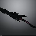 Black Fantasy Sword With Intricate Spiked Design And Purple Wrapped Handle