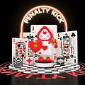 PENALTY KICK Themed Photo Spot With Neon Sign Heart Character Playing Cards And Checkered Floor