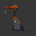 Industrial Robotic Arm Handling Circular Workpiece With Control Cabinet And Warning Zone