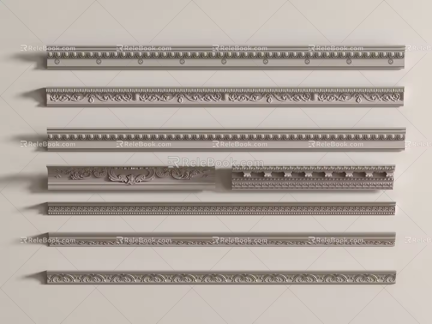 French plaster line plaster components carved 3d model