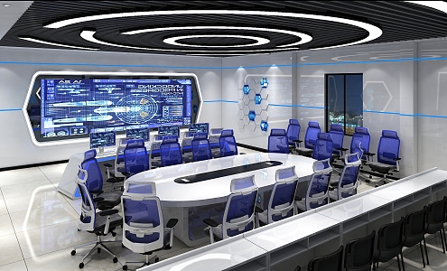 Command Hall Operation Console Science and Technology Sense Booth Fire Monitoring Desk Dispatching Computer Desk Baking Paint Desk Computer Room Office Exhibition Data Laboratory Central Control Room Paperless Dispatching 3d model