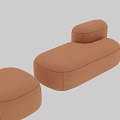 Soft Beige Fabric Ottoman And Chaise Lounge With Rounded Design 3d model
