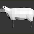 Low Poly Sheep Character With White Body Red Ears And Gray Legs