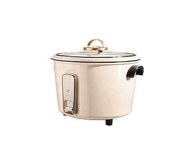 Stylish Cream Colored Electric Rice Cooker With Modern Design And Gold Handle 3d model