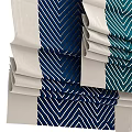 Navy And Teal Herringbone Pattern Curtains With White Panels Stacked Neatly 3d model