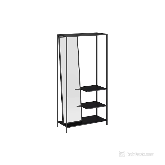 Black Metal Shelving Unit With Multiple Storage Shelves For Home Organization 3d model 