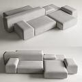 Modern Light Gray Sectional Sofa With Modular Design And Comfortable Cushions 3d model