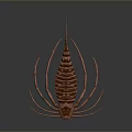 Red Prehistoric Arthropod Model With Segmented Body And Long Appendages