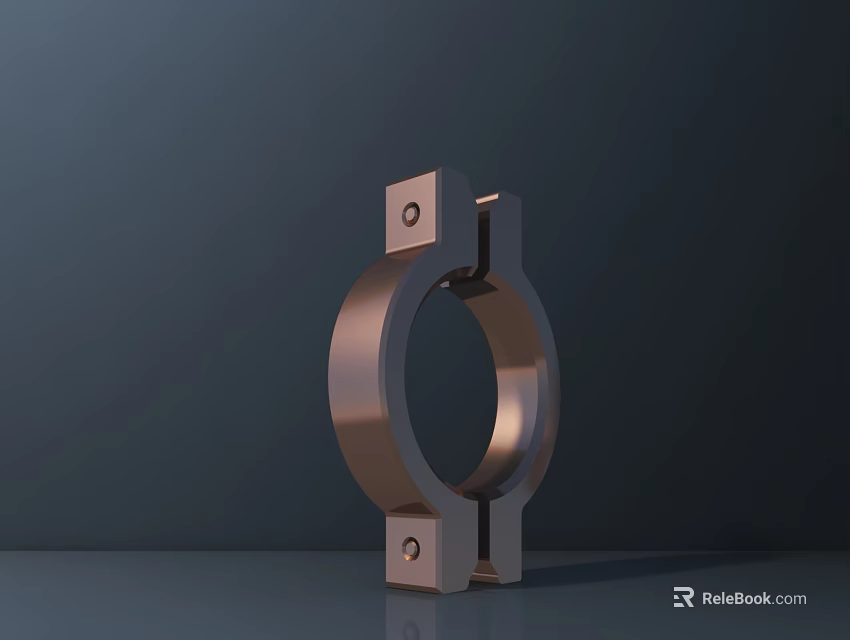 Modern Metal Sculpture With Circular Ring And Square Elements Design 3d model
