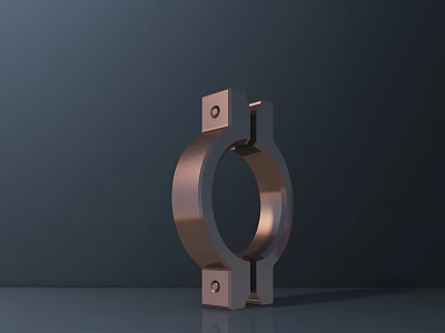 Modern Metal Sculpture With Circular Ring And Square Elements Design 3d model