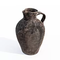 Ancient Handcrafted Ceramic Jug With Rustic Brown Texture And Handle 3d model