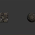 Wood And Stone Decorative Cube And Sphere Pieces With Textured Surfaces