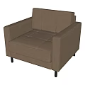 Brown Fabric Single Sofa With Modern Simple Design And Metal Legs 3d model