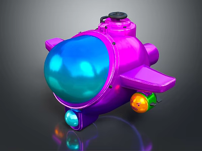 Purple Water Submarine With Blue Transparent Dome And Colorful Modern Design 3d model
