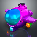 Purple Water Submarine With Blue Transparent Dome And Colorful Modern Design