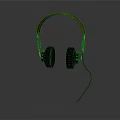 Modern Stylish Headphones With Orange Headband Black Ear Cups And Red Cable