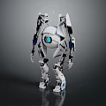 Futuristic White Humanoid Robot With Mechanical Arms Legs And Blue Circular Eye