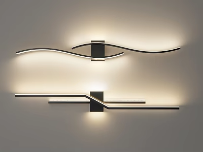 Modern Wall Lamps Featuring Curved And Linear Designs With Soft Illumination For Interior 3d model