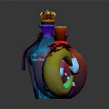 Medical Devices Transparent Colored Bottles With Blue Orange Hues Decorative Crown Star And Circular Lids