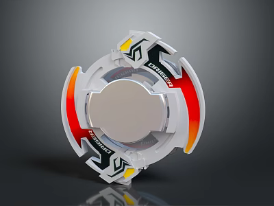 Modern Spinning Top With White Red Orange Colors And Geometric Patterns As Daily Living Accessory 3d model