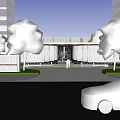 Modern Sales Office Building With Glass Curtain Walls Circular Design And Water Feature