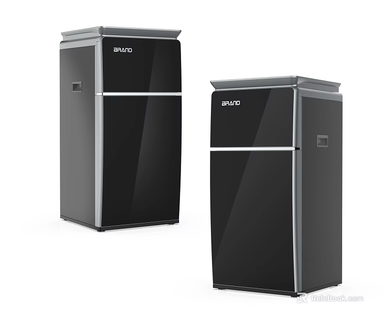 BRAND Modern Black Refrigerator Freezers With Double Door And Sleek Exterior Design 3d model 