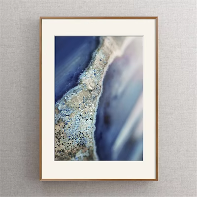 Abstract Painting With Blue Purple Beige Colors And Textured Irregular Patterns In Wooden Frame 3d model