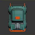 Low Poly Style Teal Car With Orange Accents Large Engine And Rear Spoiler 3d model