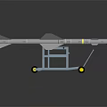Silver Military Missile With Yellow Stripe On Wheeled Launcher Stand