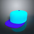 Neon Blue Baseball Cap With Flat Brim And Glossy Surface Design