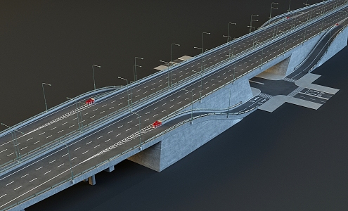 Modern Bridge Viaduct 3d model