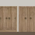 Wooden Double Doors With Carved Patterns Golden Door Knockers And Traditional Decorative Design