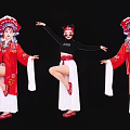 Group of People Dancing with Fans in Traditional Red Costumes and Modern Clothing