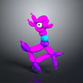 Cartoon Balloon Animal Character With Pink Purple Blue 3D Design And Blue Neck Detail