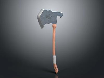 Carved Hammer Sculpture With Intricate Metal Head And Wooden Wrapped Handle 3d model