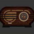 Vintage Wooden Radio Speaker with Round Dial and Classic Retro Design