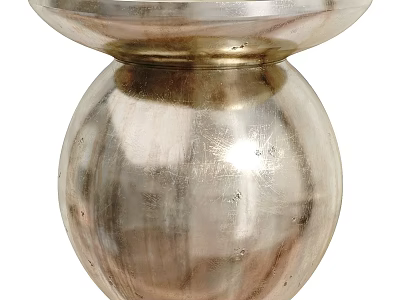 Modern Metallic Side Table With Shiny Round Top And Spherical Base 3d model