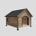 Wooden Dog House with Black Roof Arch Door Small Window and Support Legs Design