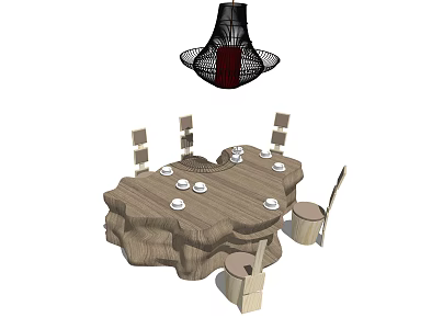 New Chinese root carving tea sea table 3d model