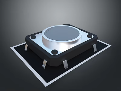 High Quality Computer Button Switch With Metal Top And Square Base Design 3d model