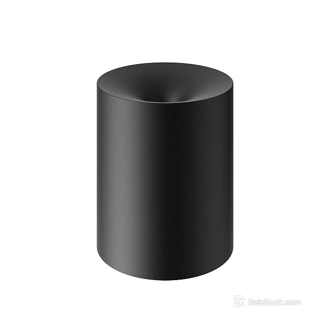 Modern Black Cylindrical Stool With Smooth Surface And Minimalist Design 3d model