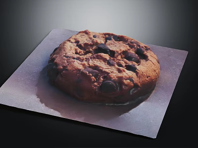 Golden Brown Chocolate Chip Cookie With Chunks Placed On A Paper 3d model